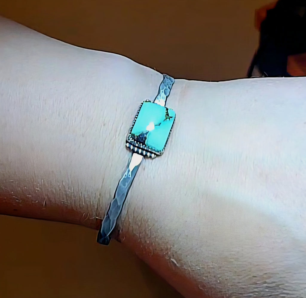 Tibetan Turquoise Hammered Bracelet