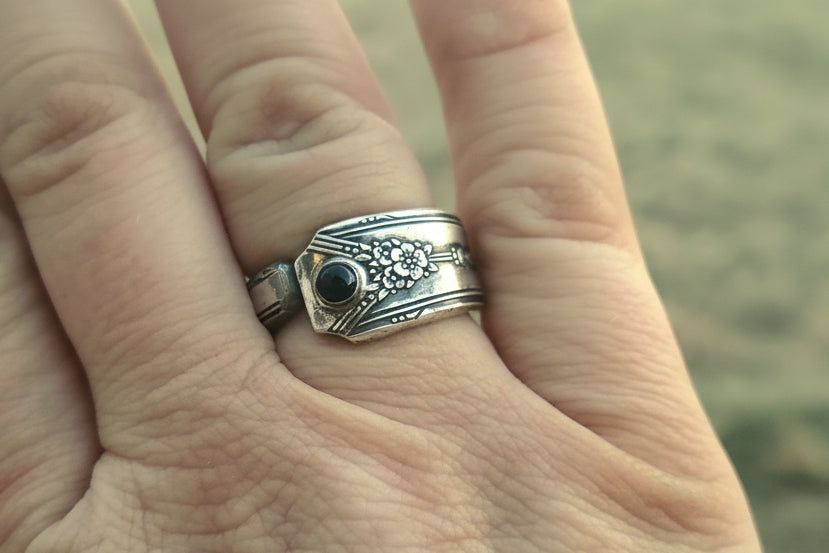 Black Beauty Spoon Ring